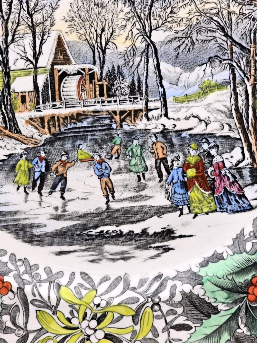 Adams China Winter Pastime 10.5" Dinner Plate Winter Scenes B. Altman England - Picture 3 of 12